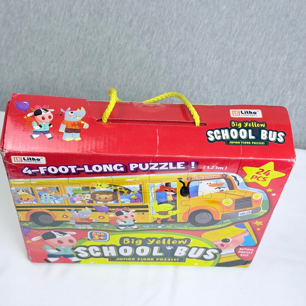 Litho Concepts Big Yellow School Bus Jumbo Floor Puzzle 24 Pieces 4 Feet Long - Picture 3 of 6